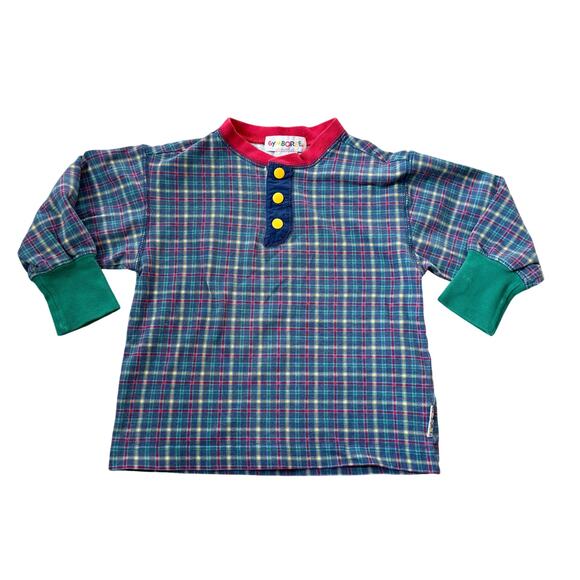 Vtg 1990s Gymboree Rainbow Tag Henley Top Small - Picture 1 of 8